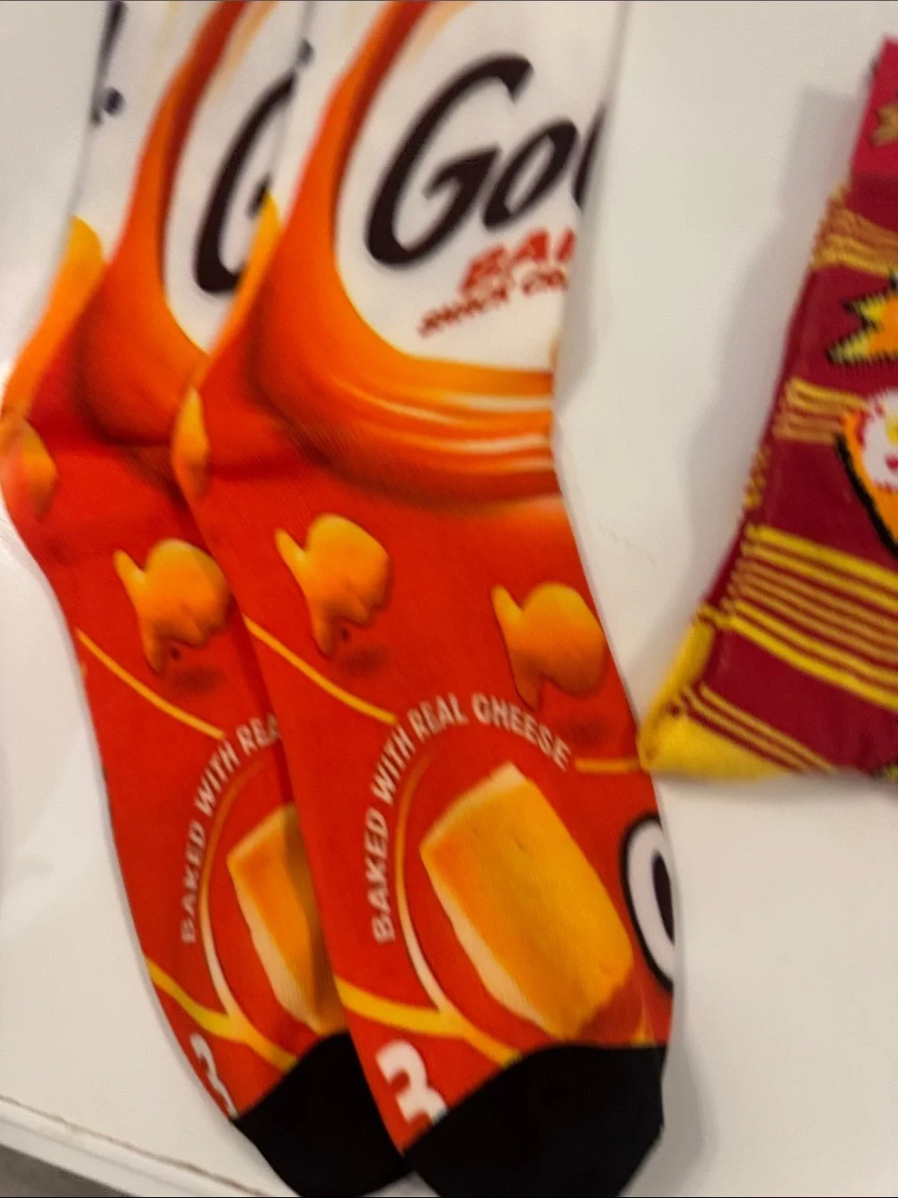 Bagel Bites & Goldfish Novelty Crew Socks - men’s size 6-12 (can be unisex)